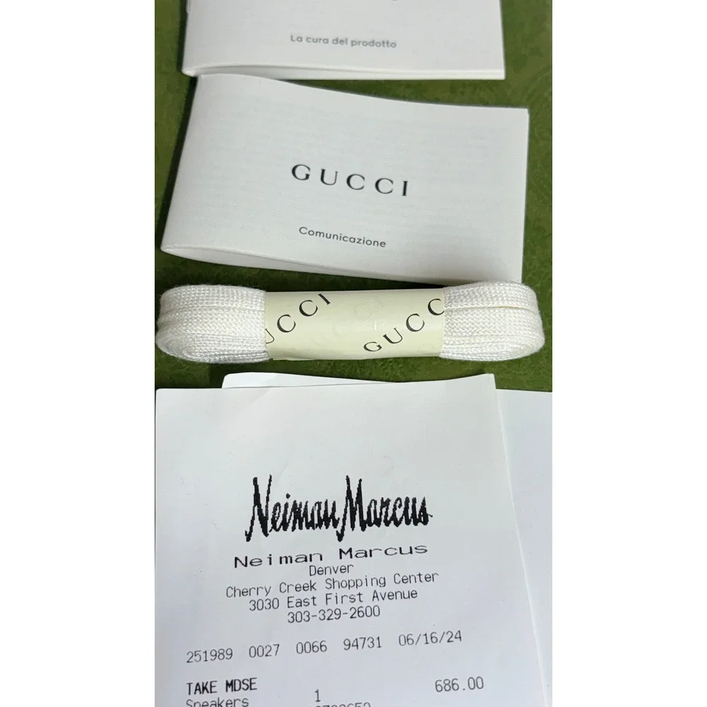Gucci Green Damask Shoe Box with Dust Bags Laces Care Cards and Receipt 757604